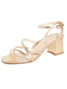 Marion Parke Bianca Gold Leather Strappy Block Heel Sandal 38.5 US 8-8.5